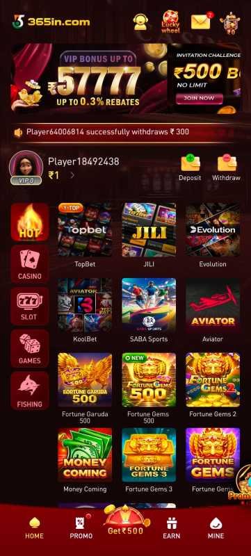 365IN.com gaming app icon with glowing gold effects and colorful 365 logo.
